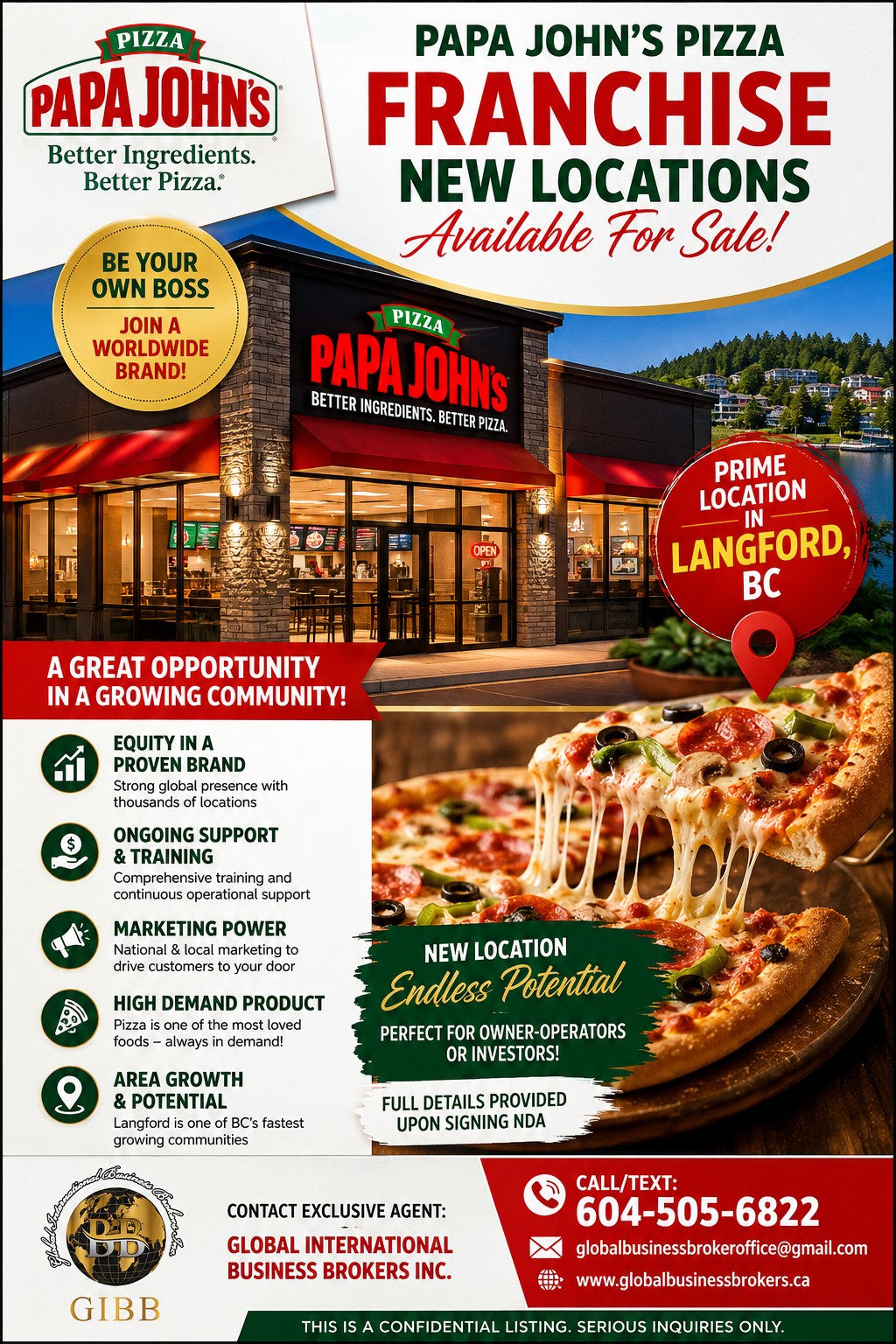 Papa John's Franchise for Sale in Langford, BC